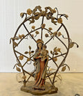 Antique German Madonna & Child Floral Lamp – Rare Religious Decorative Art