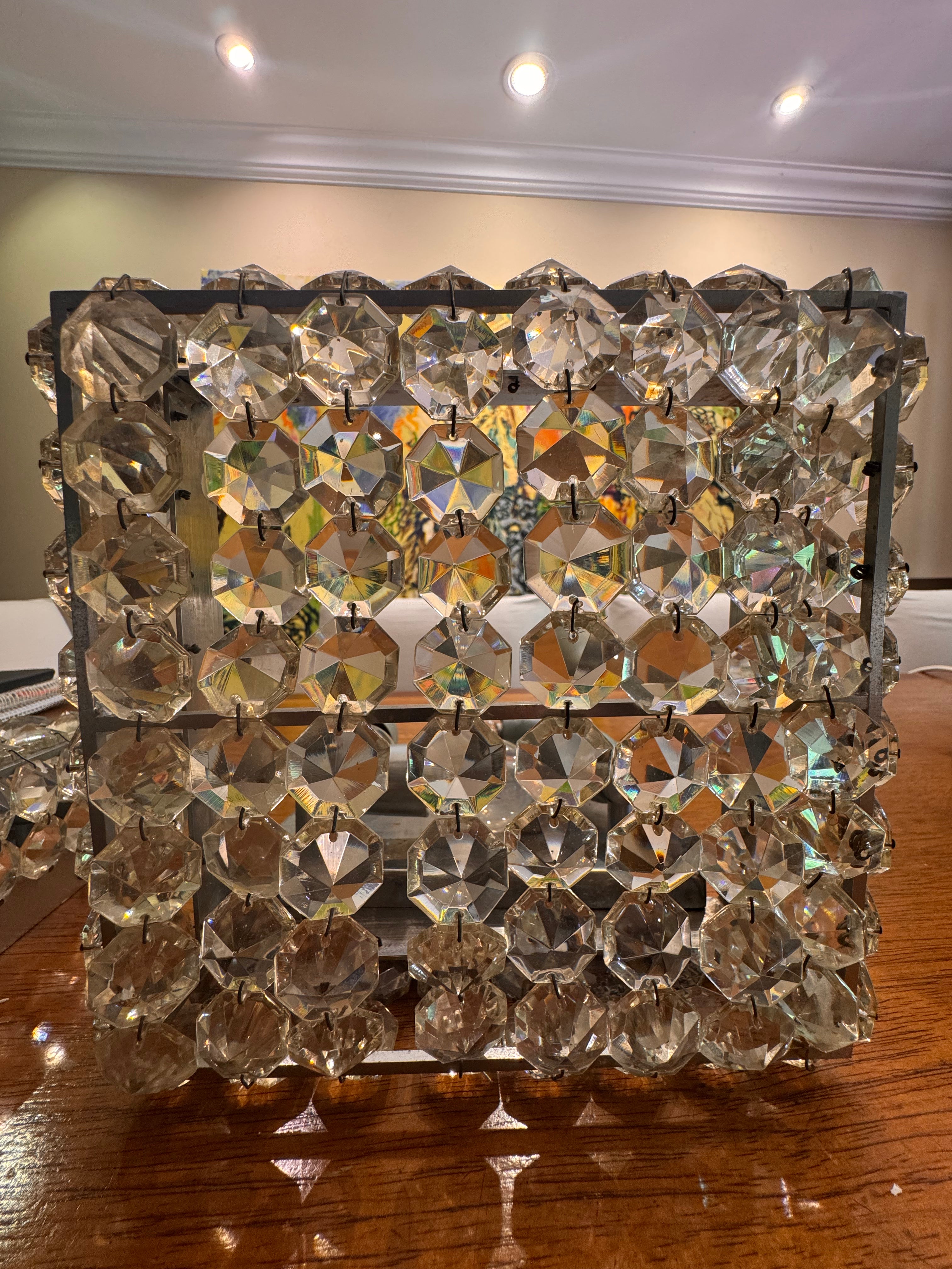 ArtDeco Crystal Flush-Mount 1960s Wall or Ceiling Lamps – Set of 3
