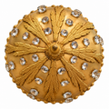 Gilt Brass Flush-Mount Ceiling Lamp with Crystal Accents – Ornate Neoclassical Design 1960s